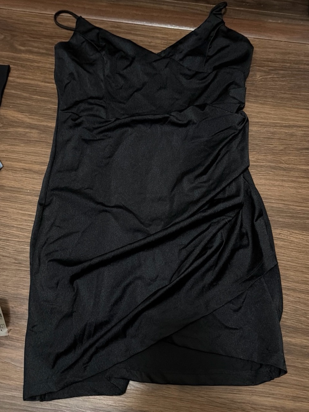 Black Slip Dress with Ruched Detail - Windsor